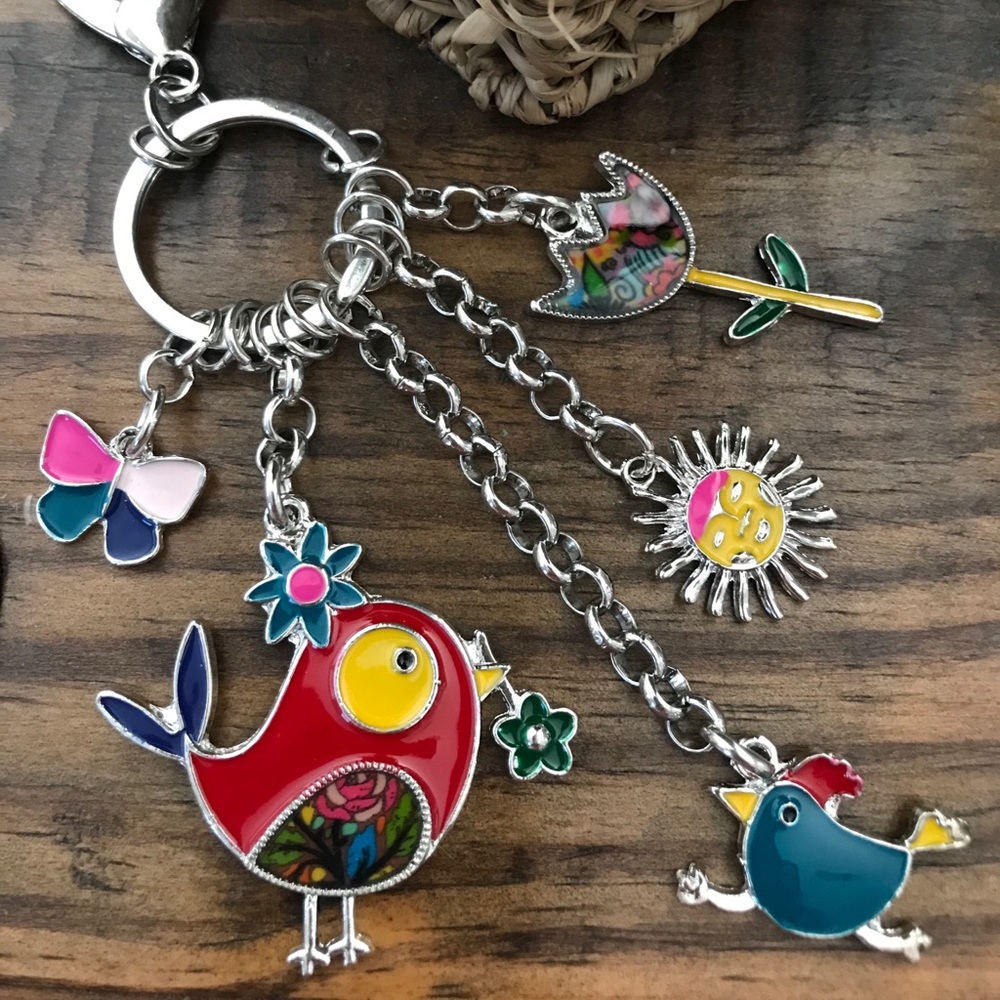 Butterfly Chicken Sun Flower Keychain Clasp Combo